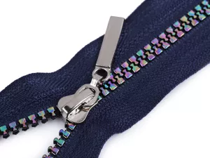 Zip kostěný duhový No5 - 70 cm - tm.modrý