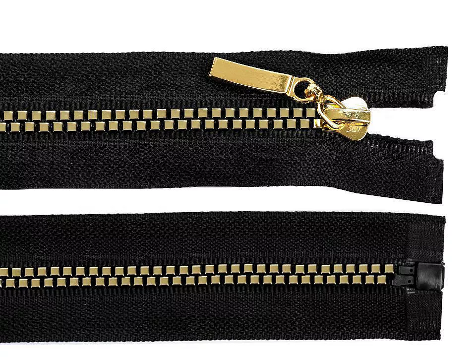 Zip kostěný No 5 délka 60 cm čtvercové zuby - zlatý černý