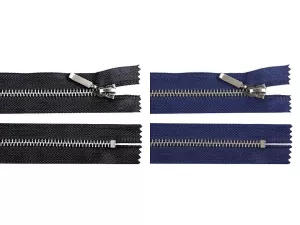 Zip kovový jeans 14 cm - modrý, černý