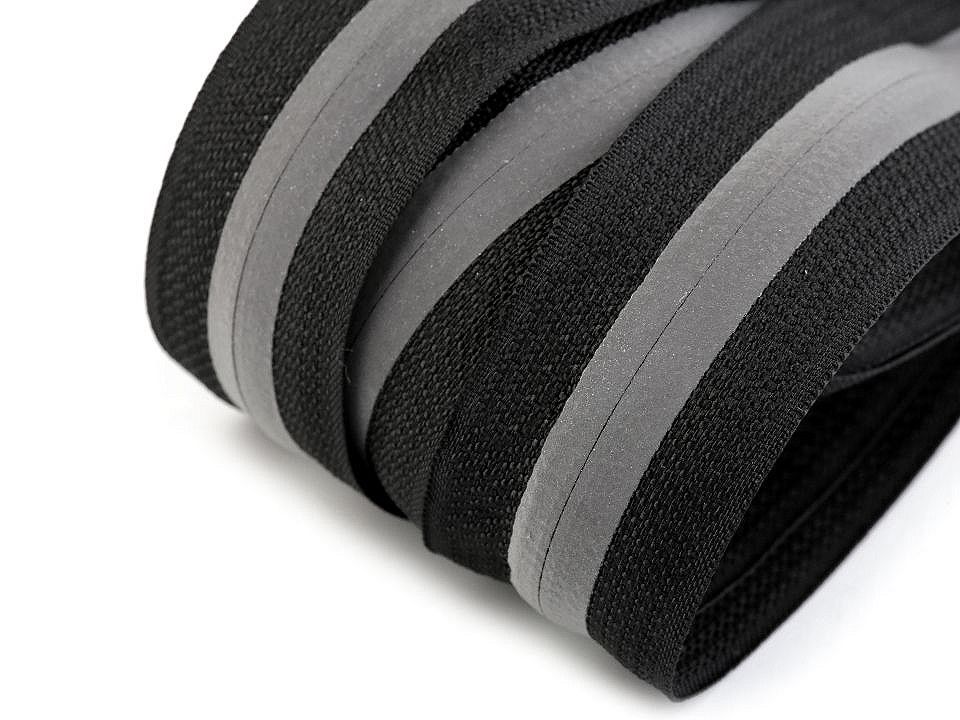 Zip spirálový krytý reflexní 5 mm - černý