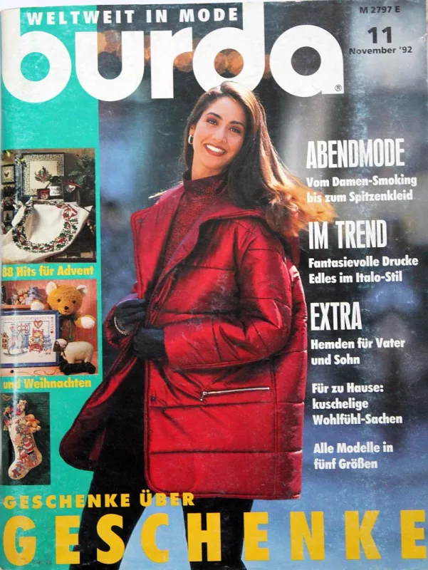 Burda 11/1992 -N- časopis se střihovou přílohou