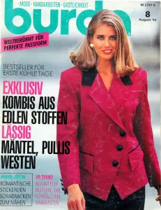 Burda 8/1992 -N- časopis se střihovou přílohou