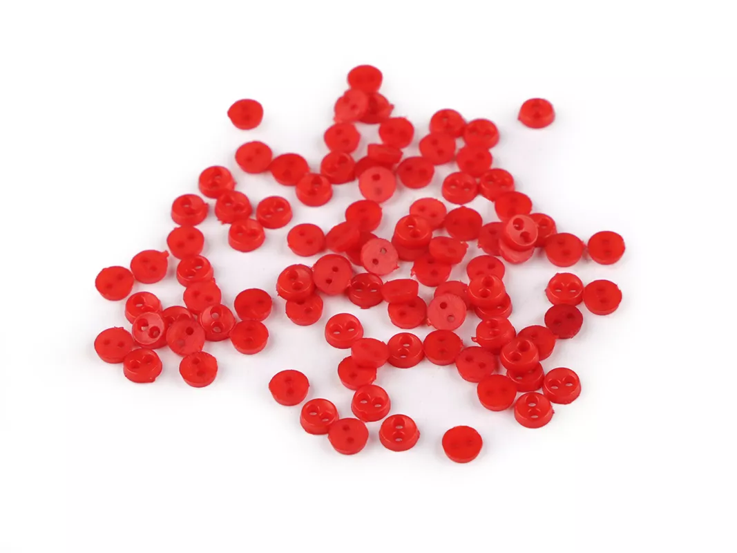 Knoflíček mini pro panenky, postavičky Ø4 mm - červená