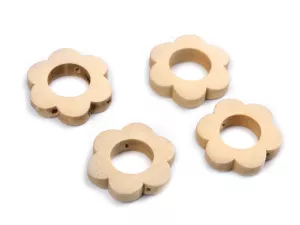 Korálky dřevěné květ Ø30 mm - přírodní dřevo