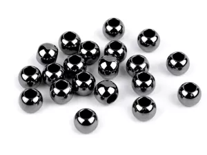 Korálky plastové Metalic s velkým průvlekem / plavkové 8x10 mm - antracit