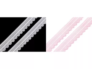 Krajka elastická šíře 25 mm - bílá, růžová