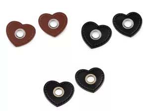 Průchodka s koženkovým srdcem k našití, průvlek 8 mm - 3 barvy