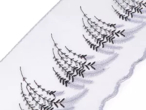 Prýmek vyšívaný na monofilu šíře 20 cm - šedá světlá
