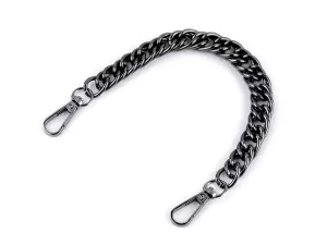 Řetízek / ucho na kabelku s karabinou délka 25 cm . černy nikl