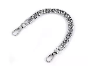 Řetízek / ucho na kabelku s karabinou délka 25 cm - nikl