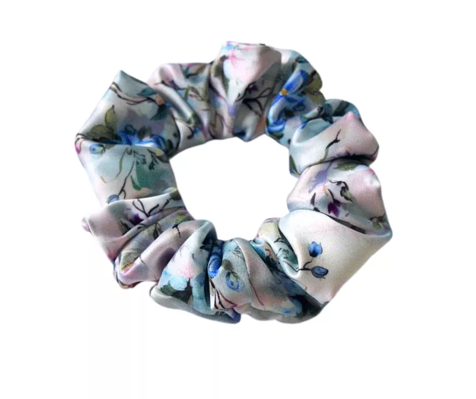 Scrunchies gumička v pastelových barvách - do modra