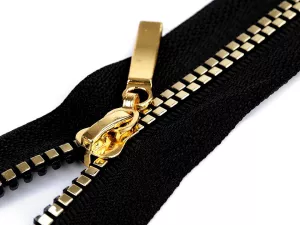 Zip kostěný No5 čtvercové zuby délka 80 cm - černozlatý