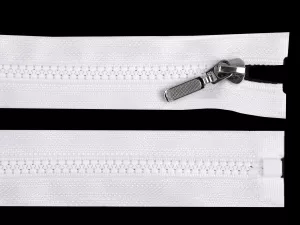 Zip kostěný No5 délka 70 cm s ozdobným jezdcem - bílý