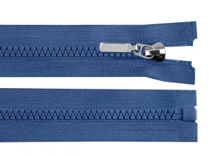Zip kostěný No5 délka 70 cm s ozdobným jezdcem - modrá tmavá jeans