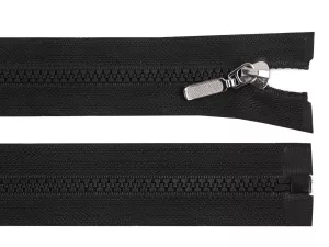 Zip kostěný No5 délka 70 cm s ozdobným jezdcem - černá