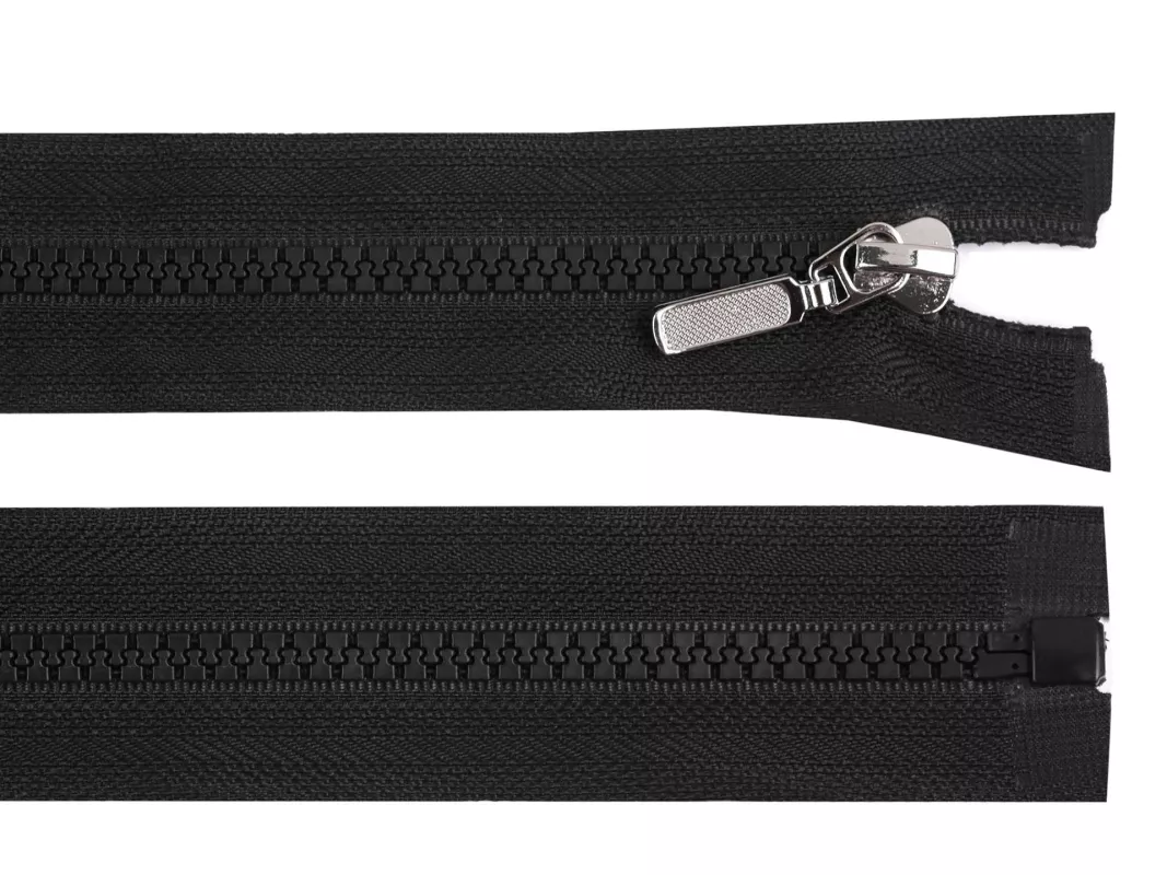 Zip kostěný No5 délka 70 cm s ozdobným jezdcem - černá