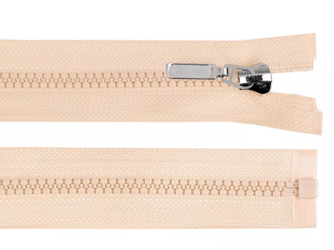 Zip kostěný No5 délka 70 cm s ozdobným jezdcem - béžová světlá