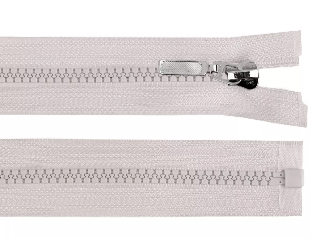 Zip kostěný No5 délka 70 cm s ozdobným jezdcem - šedobéžová