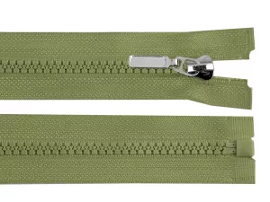 Zip kostěný No5 délka 70 cm s ozdobným jezdcem - zelenošedá