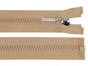 Zip kostěný No5 délka 70 cm s ozdobným jezdcem - hnědá přírodní