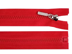 Zip kostěný No5 délka 70 cm s ozdobným jezdcem - červený