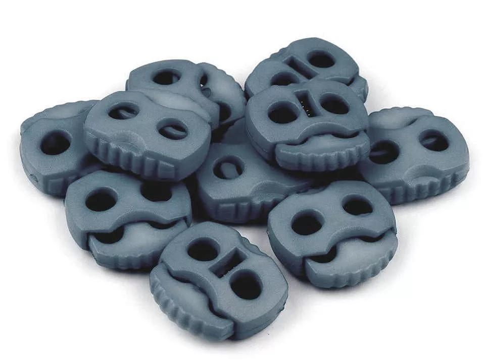 Brzdičky dvoudírkové 20x20 mm - šedomodrá