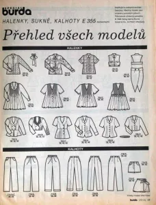 Burda - Halenky, sukně, kalhoty 1,2/1996 - přehled střihů 1