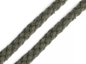 Oděvní šňůra na vak Ø10 -12 mm splétaná - zelená khaki