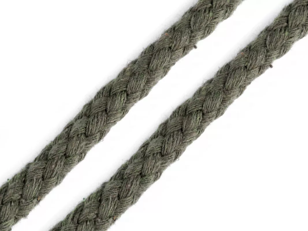 Oděvní šňůra na vak Ø10 -12 mm splétaná - zelená khaki