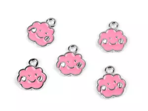Přívěsek kovový / taháček na zip mráček 11x13 mm - růžová