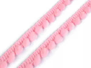 Prýmek šíře 11 mm s bambulkami Ø5 mm - růžová