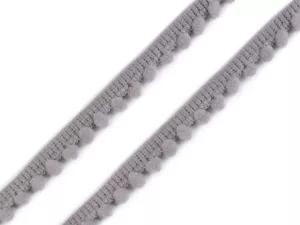 Prýmek šíře 11 mm s bambulkami Ø5 mm - sv. šedá
