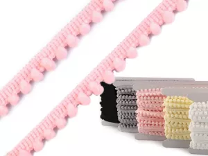 Prýmek šíře 11 mm s bambulkami Ø5 mm | Růžová