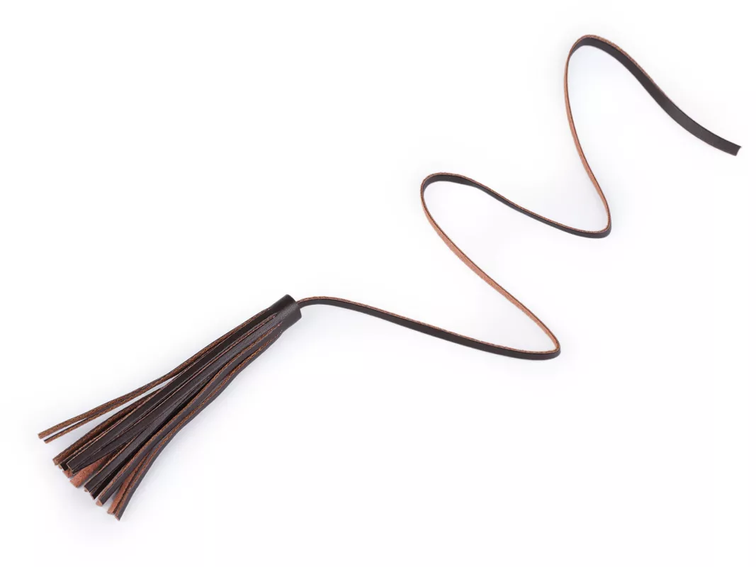 Střapec imitace kůže 10 cm - hnědá