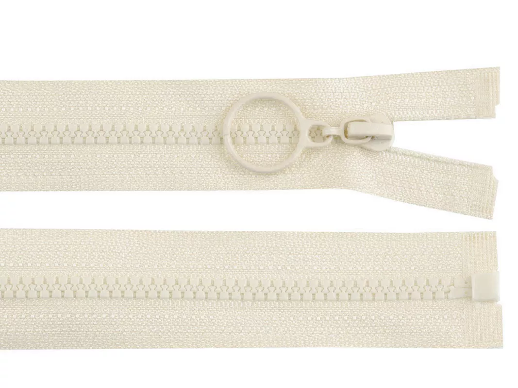 Zip kostěný No3 délka 60 cm s kroužkem - béžová nejsvětlejší
