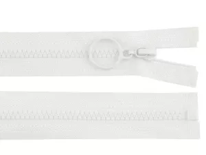 Zip kostěný No3 délka 60 cm s kroužkem - bílá