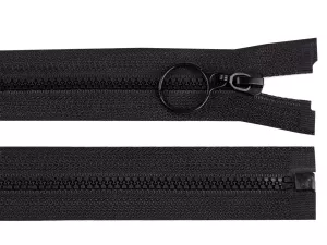 Zip kostěný No3 délka 60 cm s kroužkem - černá