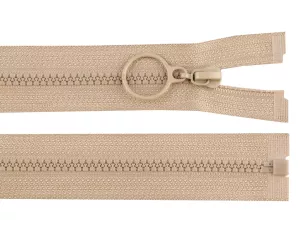 Zip kostěný No3 délka 60 cm s kroužkem - hnědá přírodní