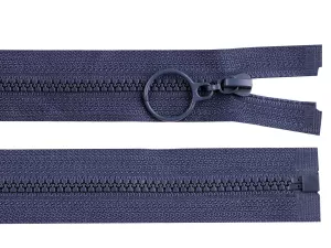 Zip kostěný No3 délka 60 cm s kroužkem - modrá tmavá