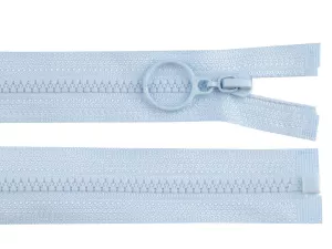 Zip kostěný No3 délka 60 cm s kroužkem - modrá pomněnková