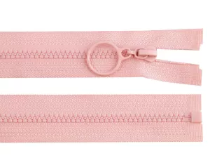Zip kostěný No3 délka 60 cm s kroužkem - pudrová