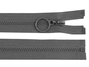 Zip kostěný No3 délka 60 cm s kroužkem - šedá ocelová