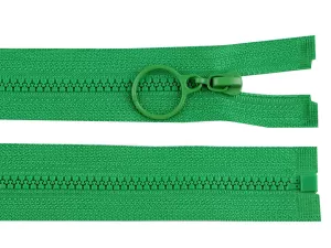 Zip kostěný No3 délka 60 cm s kroužkem - zelené kapradí