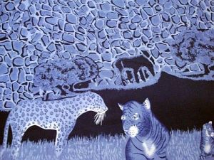 Safari - modrá šatovka s bordurou