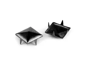 Cvočky na oblečení z nerezové oceli 12x12 mm pyramida - černý nikl - detail