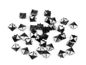 Cvočky na oblečení z nerezové oceli 12x12 mm pyramida - černý nikl