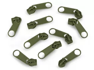 Jezdec ke spirálovým zipům - 5 mm - zelenošedá