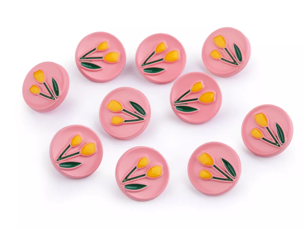 Knoflík tulipány velikost 28" - růžová