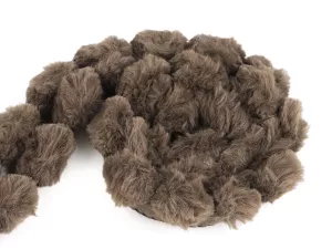 Lemovka všívací / lampas z umělé kožešiny kulatý šíře 3 cm - hnědá khaki