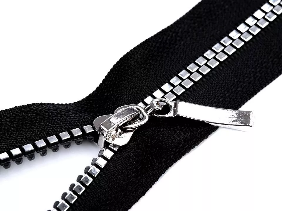 Zip kostěný No5 délka 20 cm čtvercové zoubky - černostříbrný